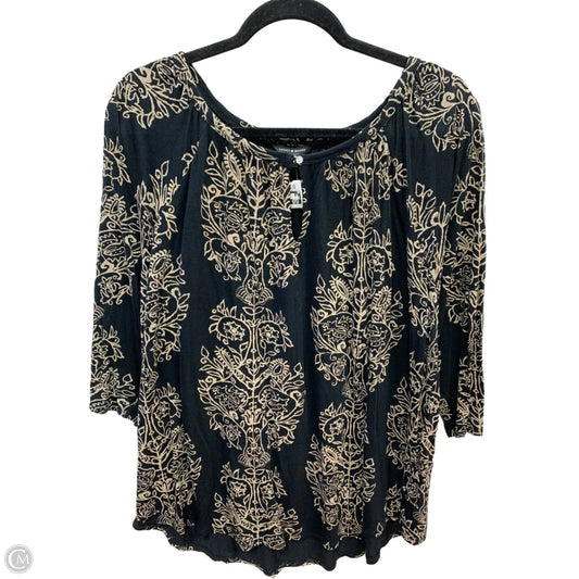 Top Short Sleeve By Lucky Brand In Black & Tan, Size: 1x
