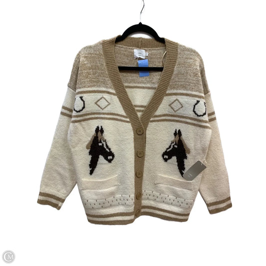 Cardigan By Clothes Mentor In Cream & Tan, Size: Xs