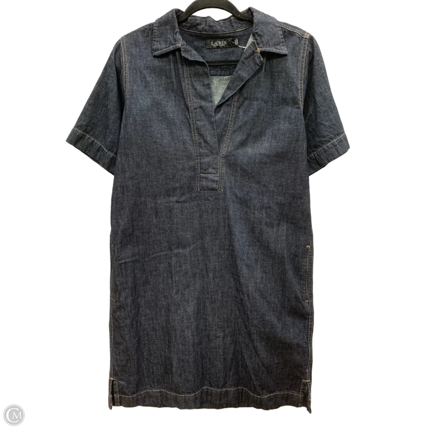 Dress Casual Midi By Lauren By Ralph Lauren In Blue Denim, Size: M