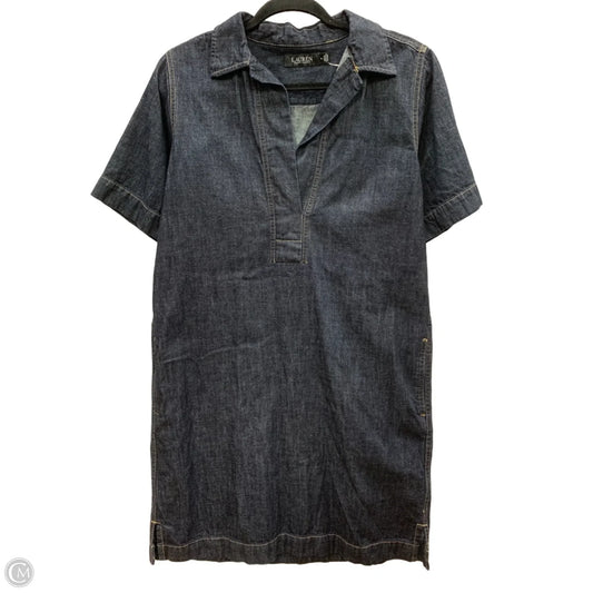 Dress Casual Midi By Lauren By Ralph Lauren In Blue Denim, Size: M