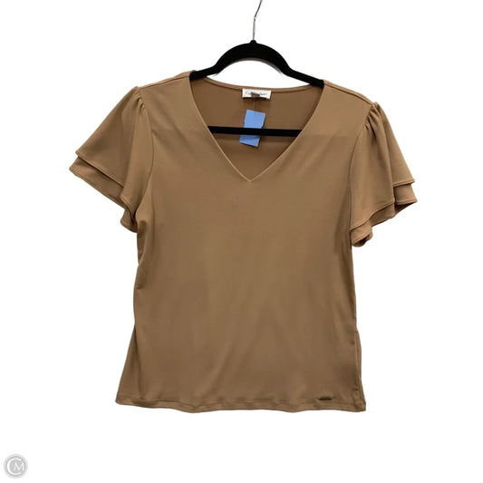 Top Short Sleeve By Calvin Klein In Tan, Size: M