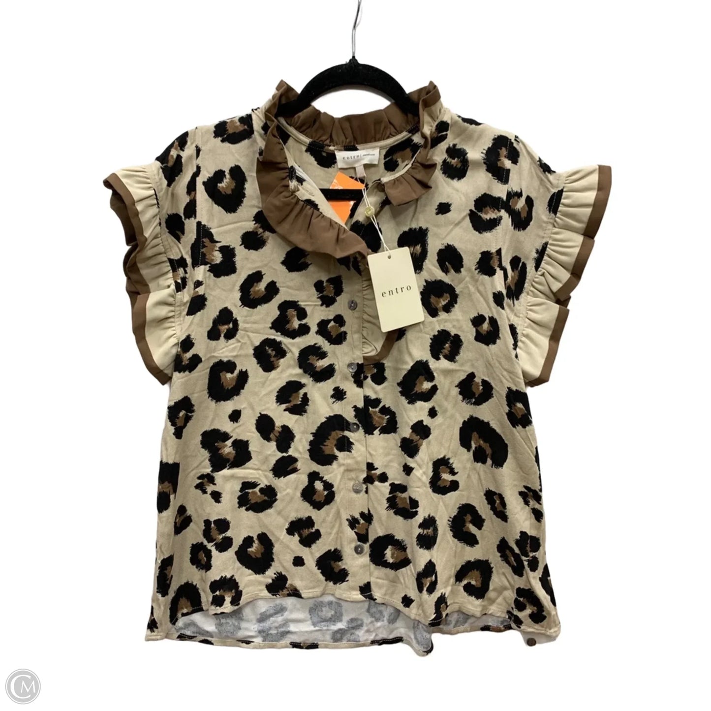 Top Short Sleeve By Entro In Leopard Print, Size: M