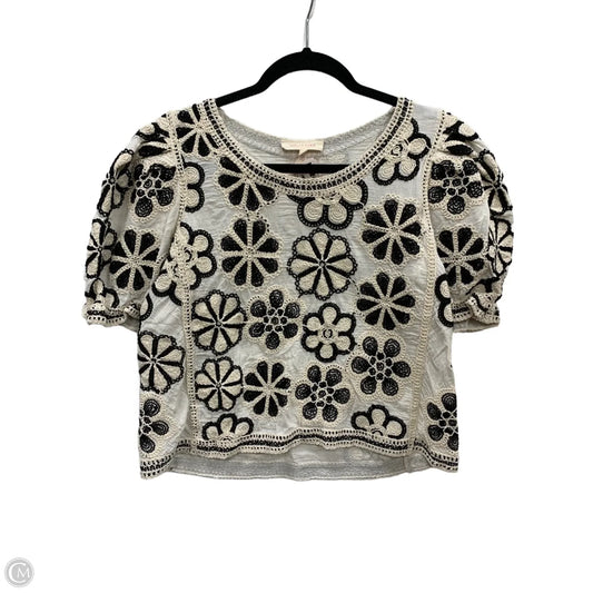 Top Short Sleeve By Solitaire In Cream & Tan, Size: S