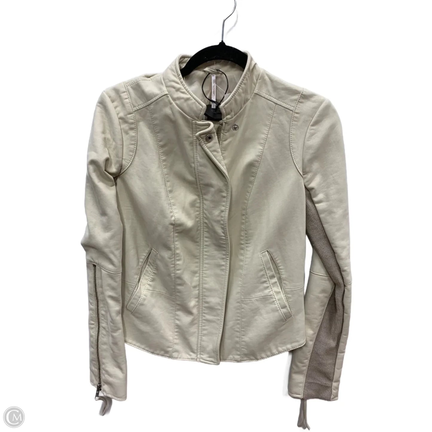Jacket Moto Leather By Free People In Cream, Size: 4