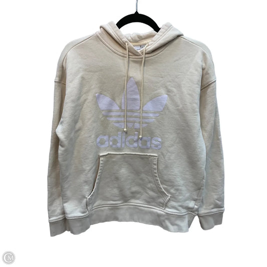 Sweatshirt Hoodie By Adidas In Tan & White, Size: S
