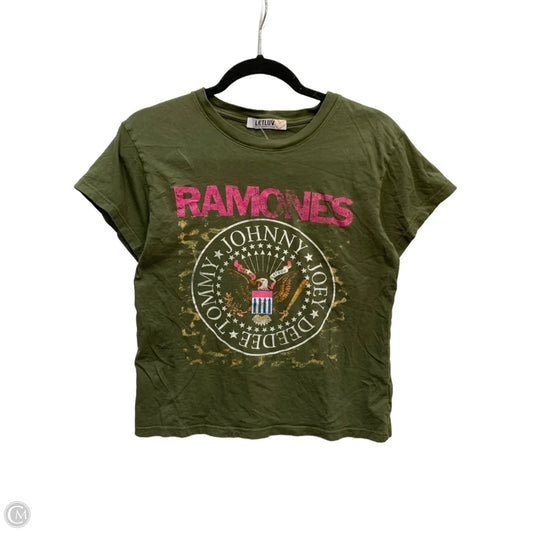 Top Short Sleeve Basic By  LETLUV By Anthropologie In Green, Size: Xs