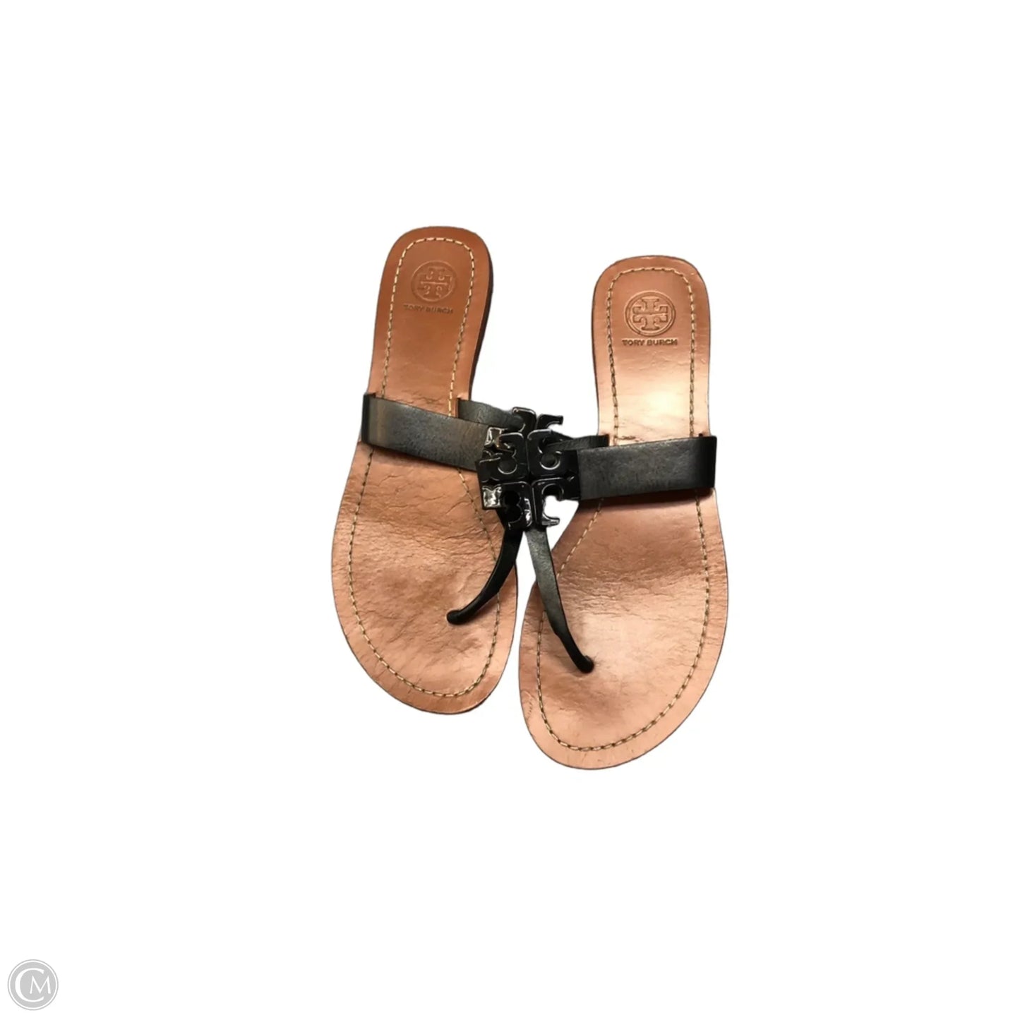 Sandals Designer By Tory Burch In Black & Brown, Size: 10