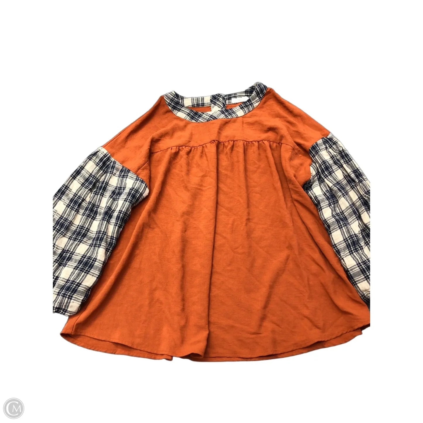 Blouse Short Sleeve By Entro In Orange & Tan, Size: L