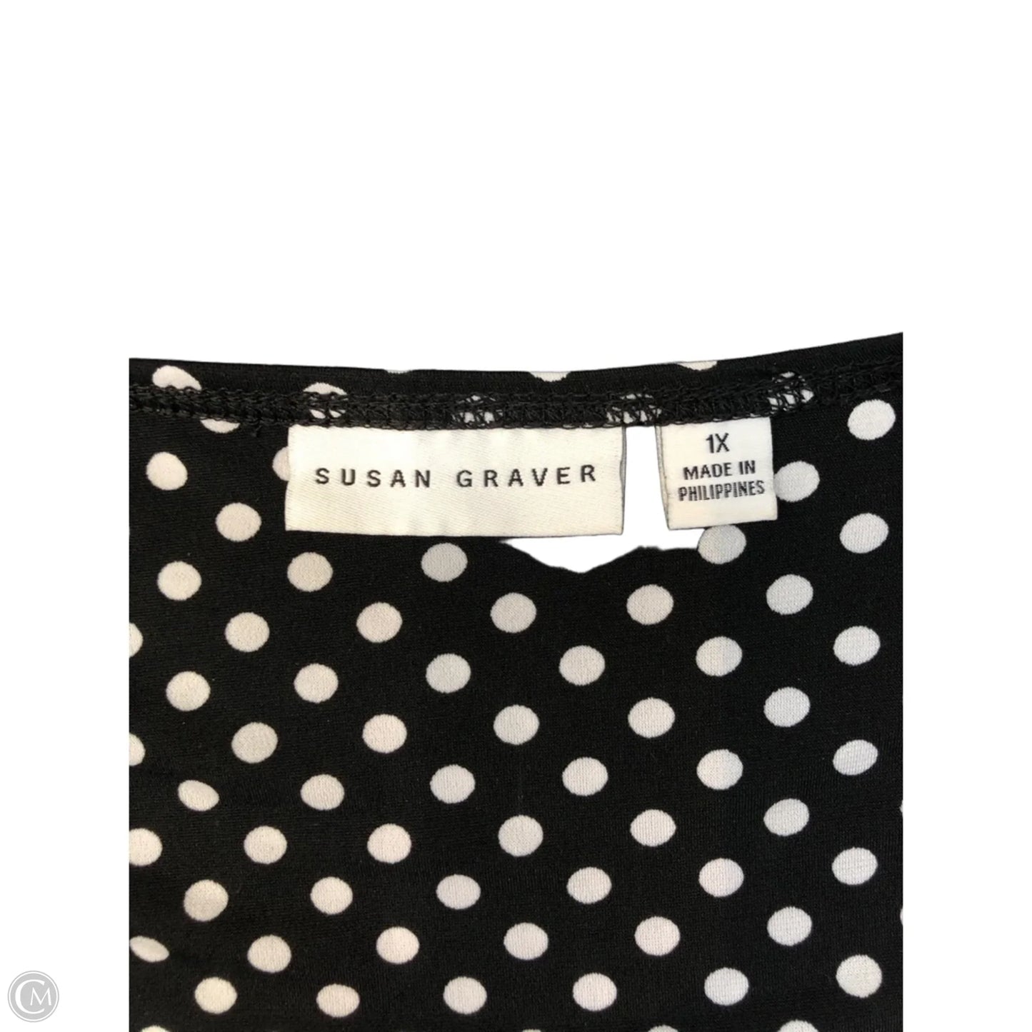 Top Short Sleeve By Susan Graver In Black & White, Size: 1x