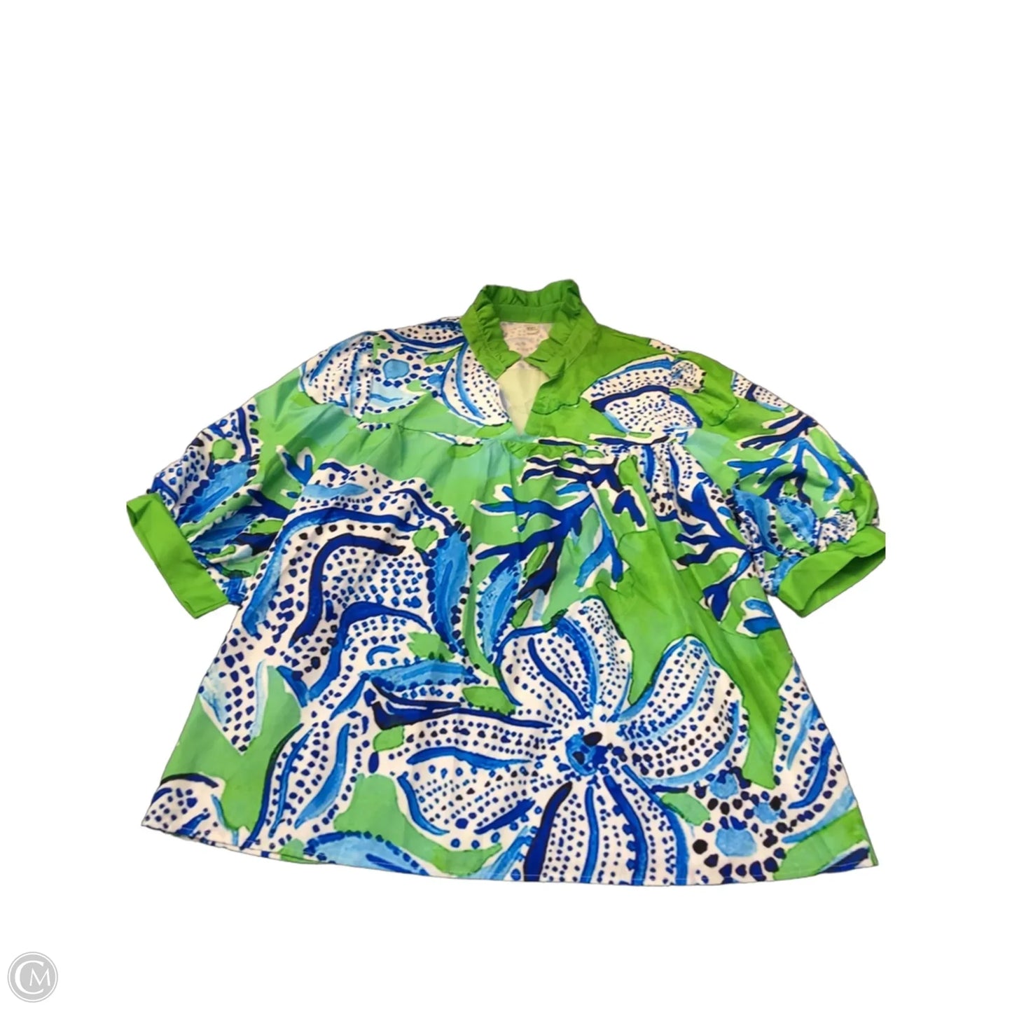 Top Short Sleeve By Shein In Blue & Green, Size: 4x