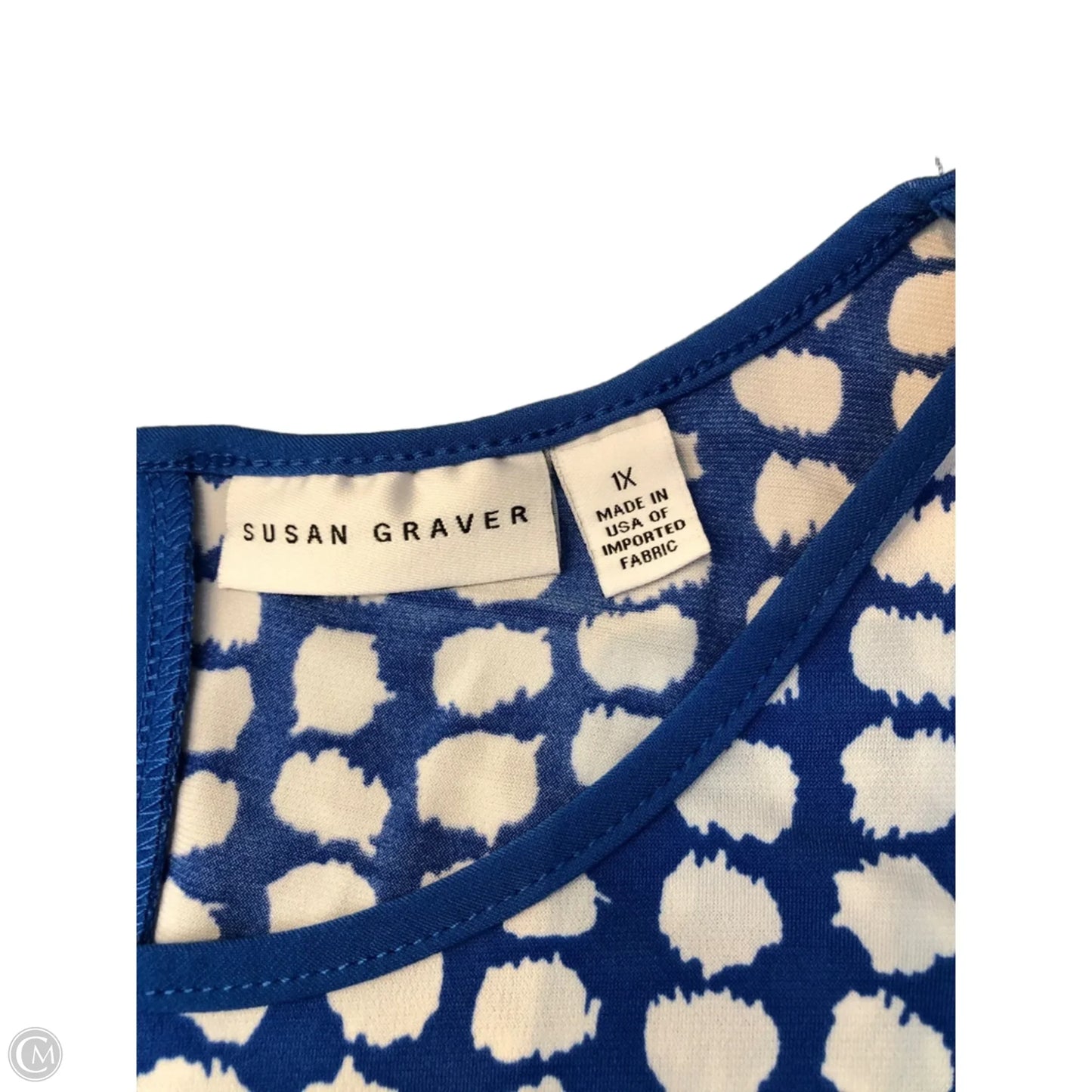 Tank Top By Susan Graver In Blue & White, Size: 1x