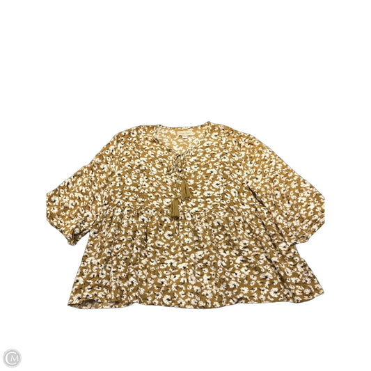 Blouse Short Sleeve By Charlie Paige In Tan, Size: L
