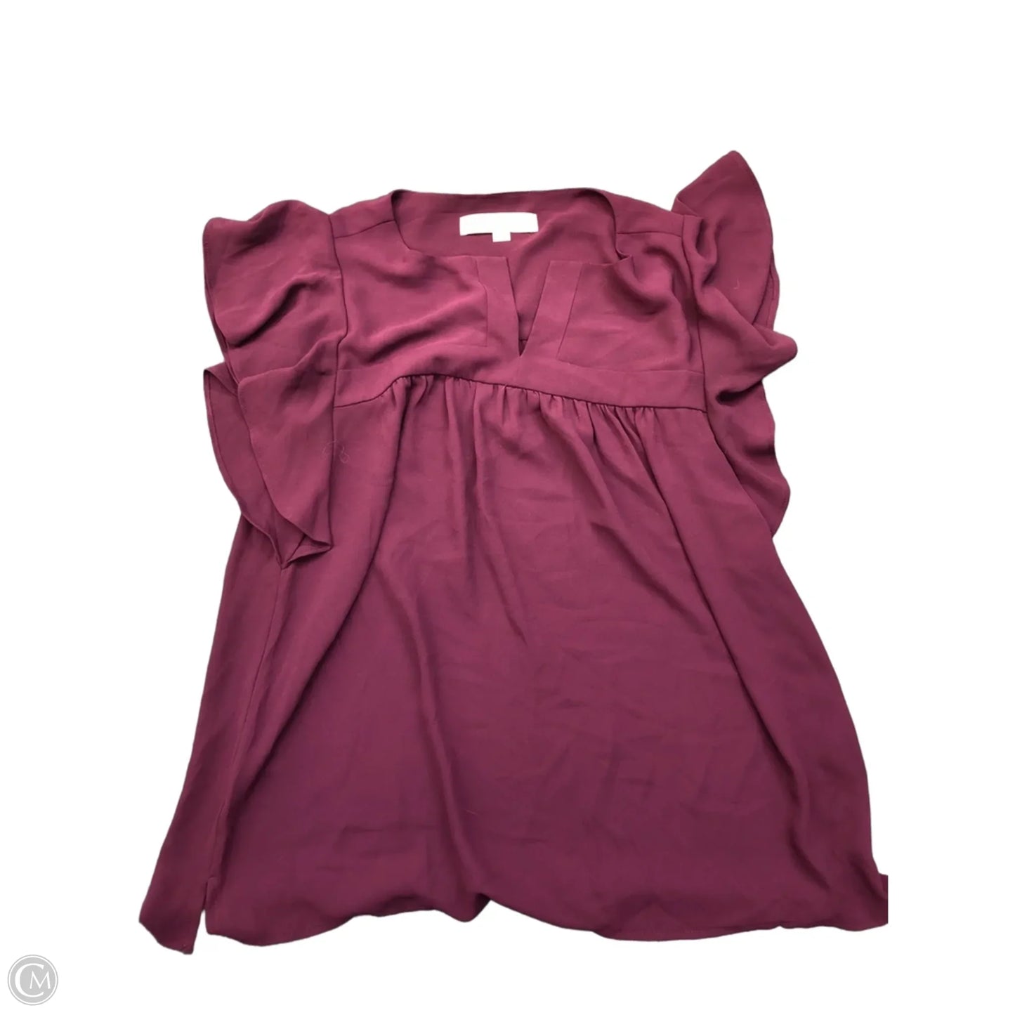 Blouse Short Sleeve By Loft In Purple, Size: Xs