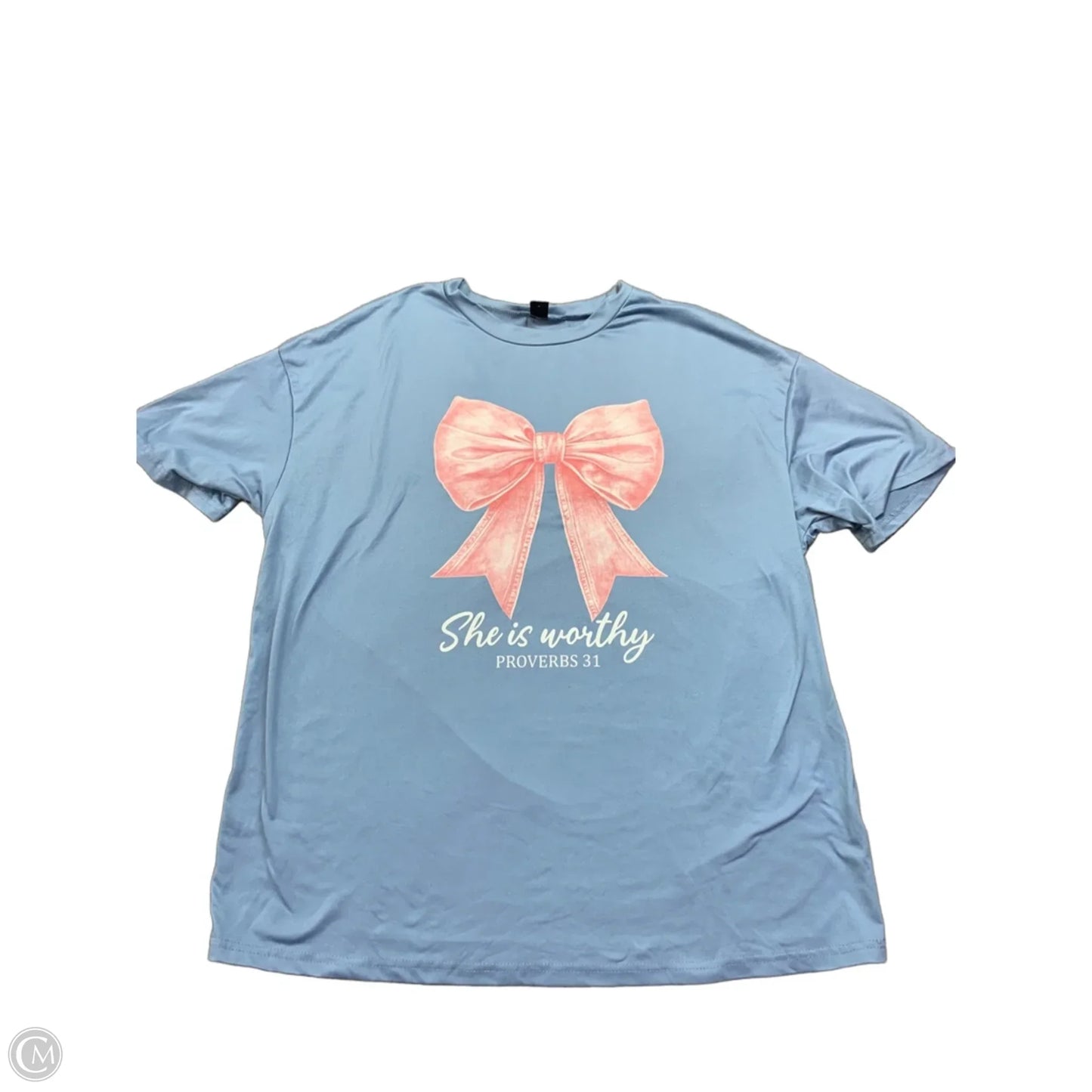 Top Short Sleeve Basic By Shein In Blue, Size: L
