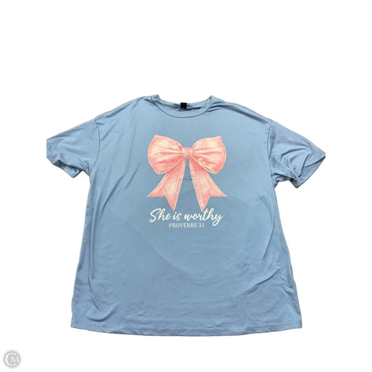 Top Short Sleeve Basic By Shein In Blue, Size: L