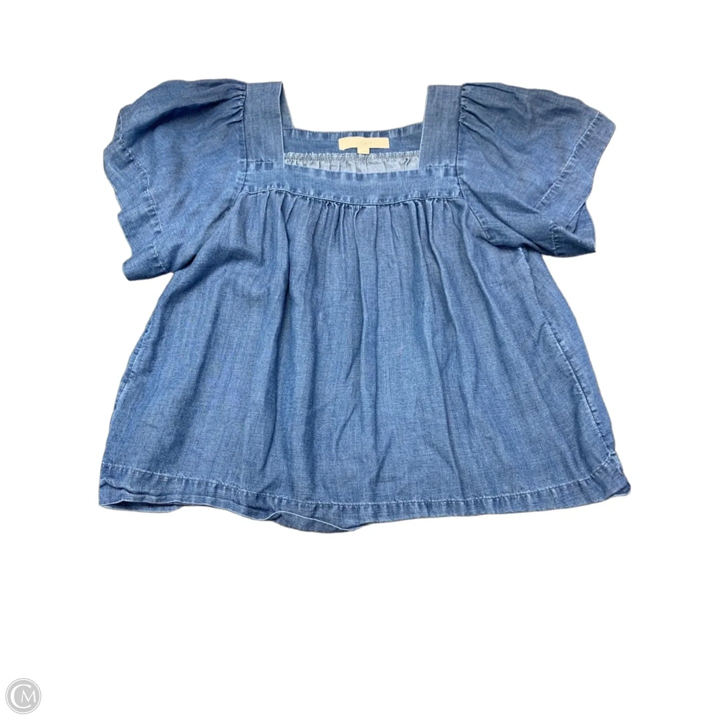 Blouse Short Sleeve By Loft In Blue Denim, Size: S