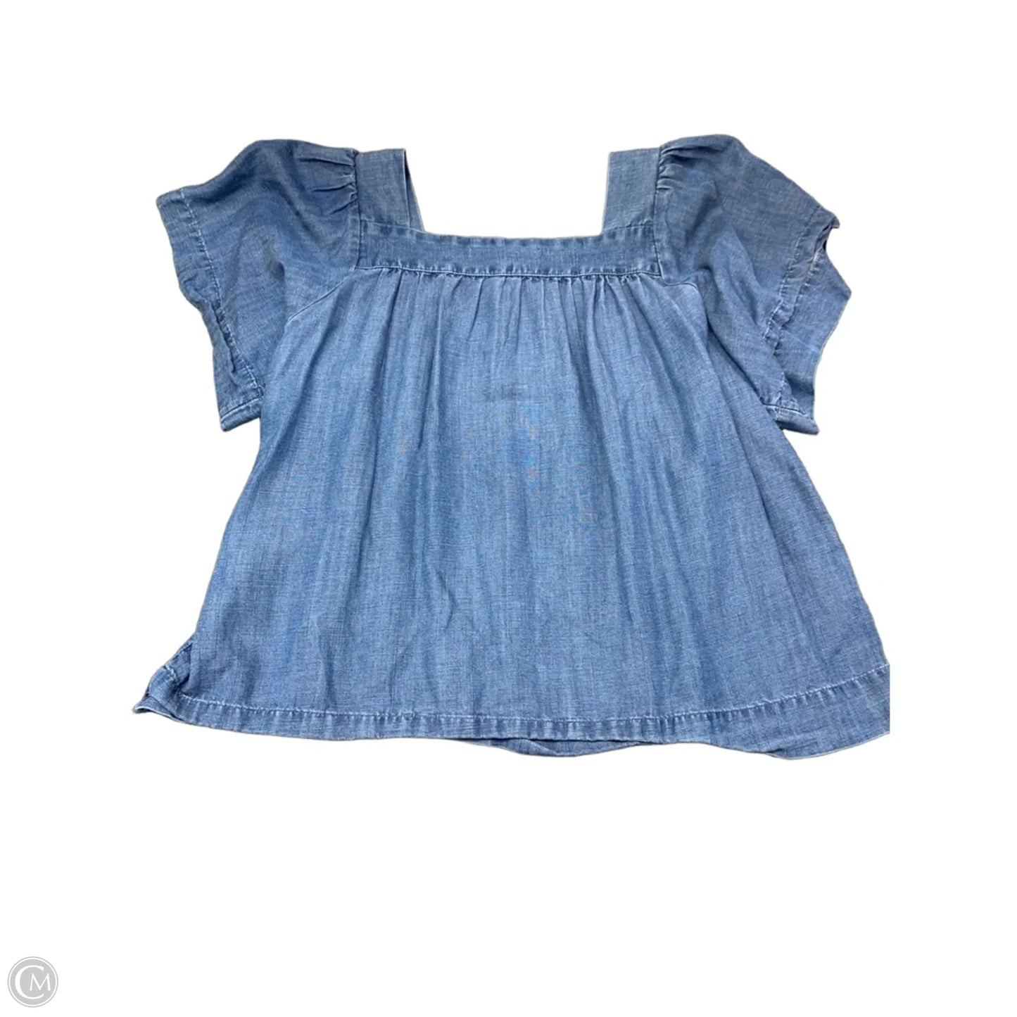 Blouse Short Sleeve By Loft In Blue Denim, Size: S