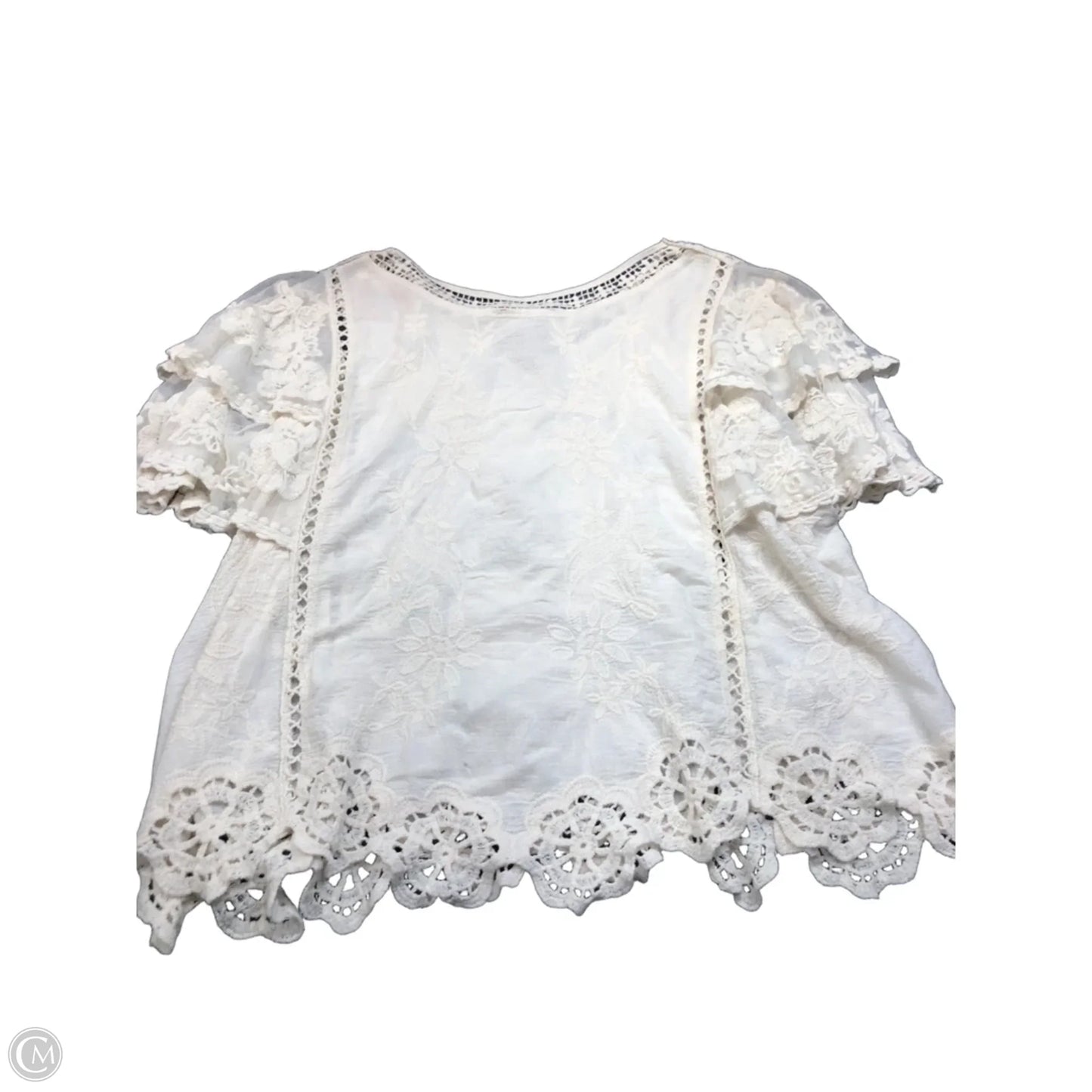 Blouse Short Sleeve By Solitaire In Cream, Size: 3x