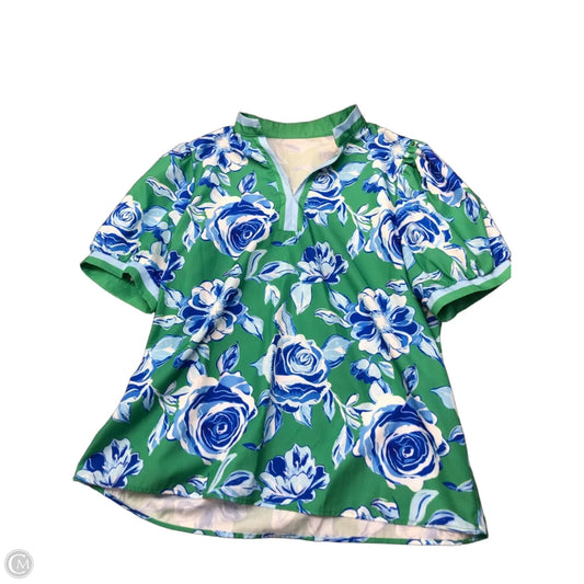 Blouse Short Sleeve By Clothes Mentor In Blue & Green, Size: Xl
