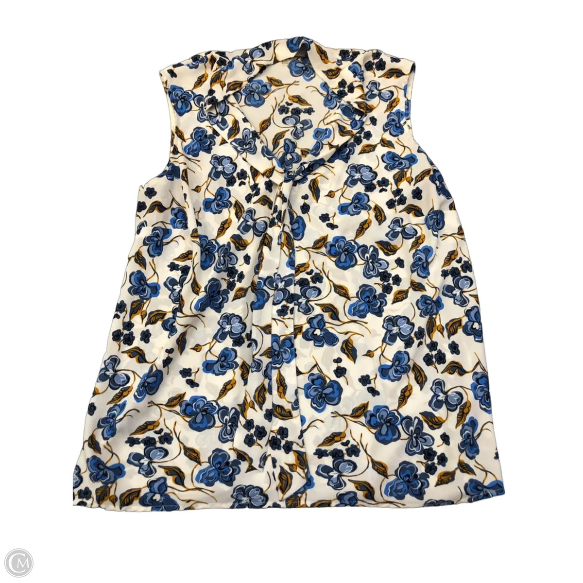 Blouse Sleeveless By Kasper In Blue & White, Size: 1x