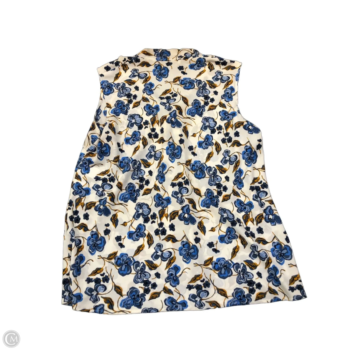 Blouse Sleeveless By Kasper In Blue & White, Size: 1x