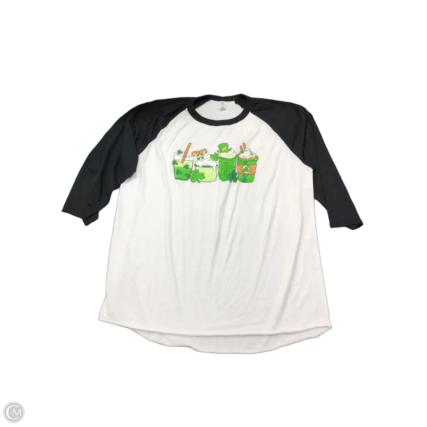 Top 3/4 Sleeve Basic By Jerzees In Black & White, Size: Xl