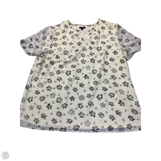 Blouse Short Sleeve By Talbots In Cream & Grey, Size: Xl