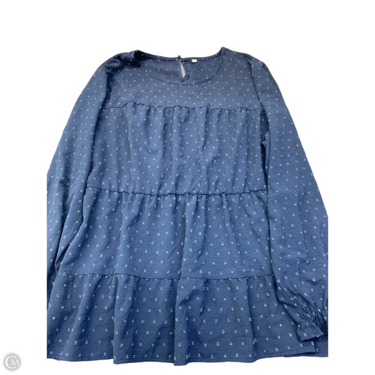 Blouse Long Sleeve By Shein In Navy, Size: 2x