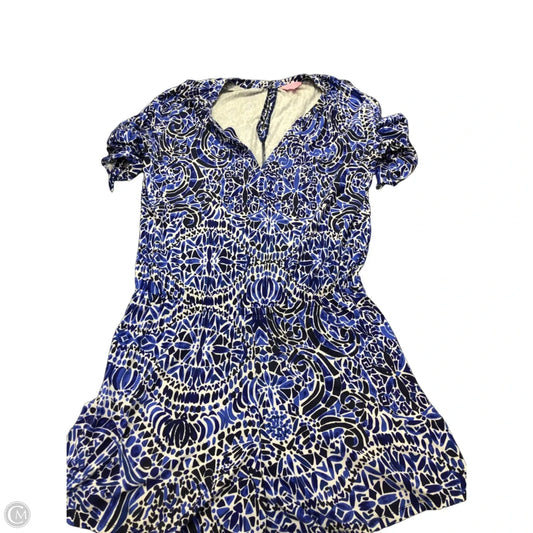 Romper Designer By Lilly Pulitzer In Blue & White, Size: M