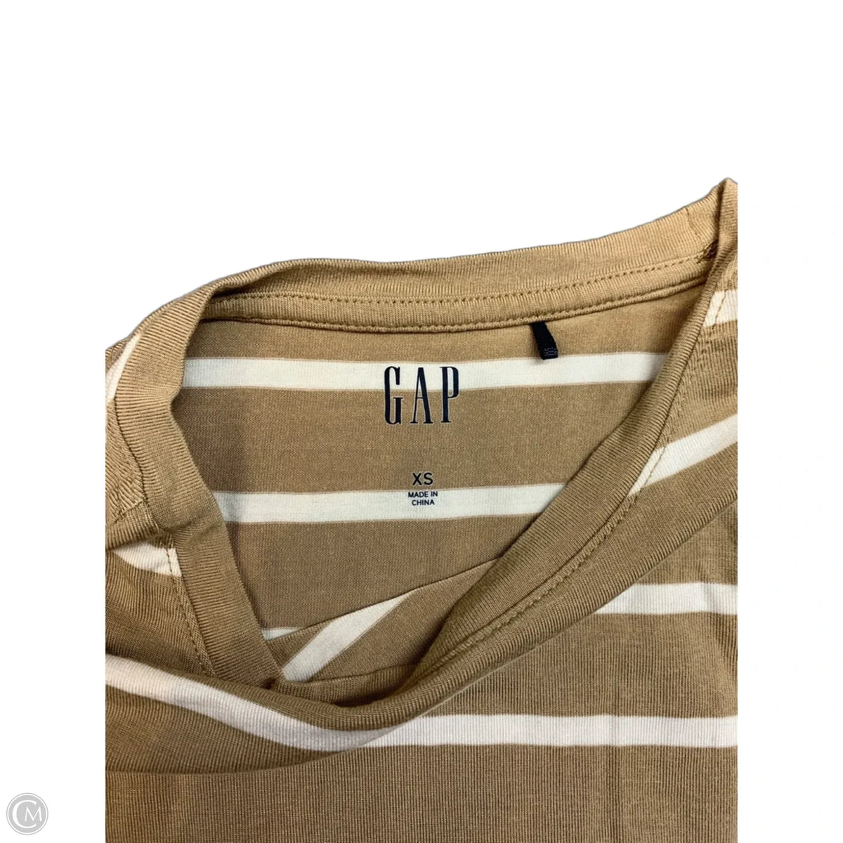 Top Long Sleeve By Gap In Tan & White, Size: S