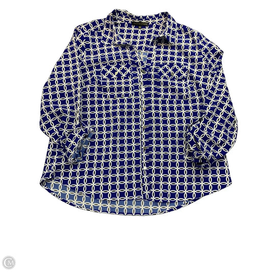 Blouse Long Sleeve By Adrienne Vittadini In Blue, Size: Xl