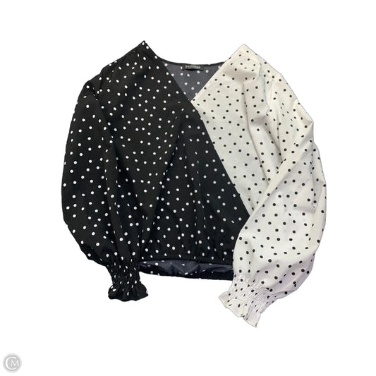 Blouse Long Sleeve By Clothes Mentor In Black & White, Size: S