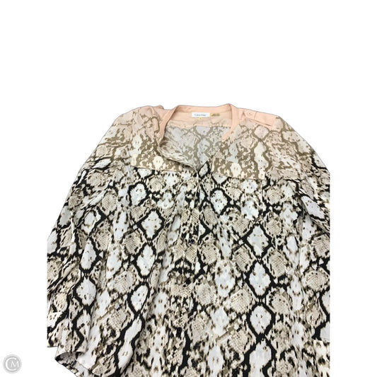Blouse Long Sleeve By Calvin Klein In Snakeskin Print, Size: L