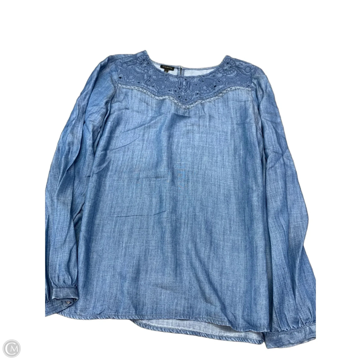 Blouse Long Sleeve By Talbots In Blue Denim, Size: L