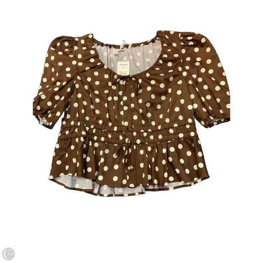 Blouse Short Sleeve By Joie In Brown & Cream, Size: Xl
