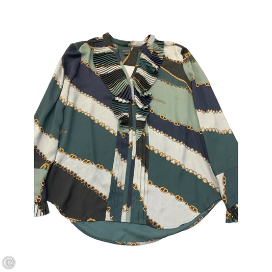 Blouse Long Sleeve By Ann Taylor In Green, Size: M
