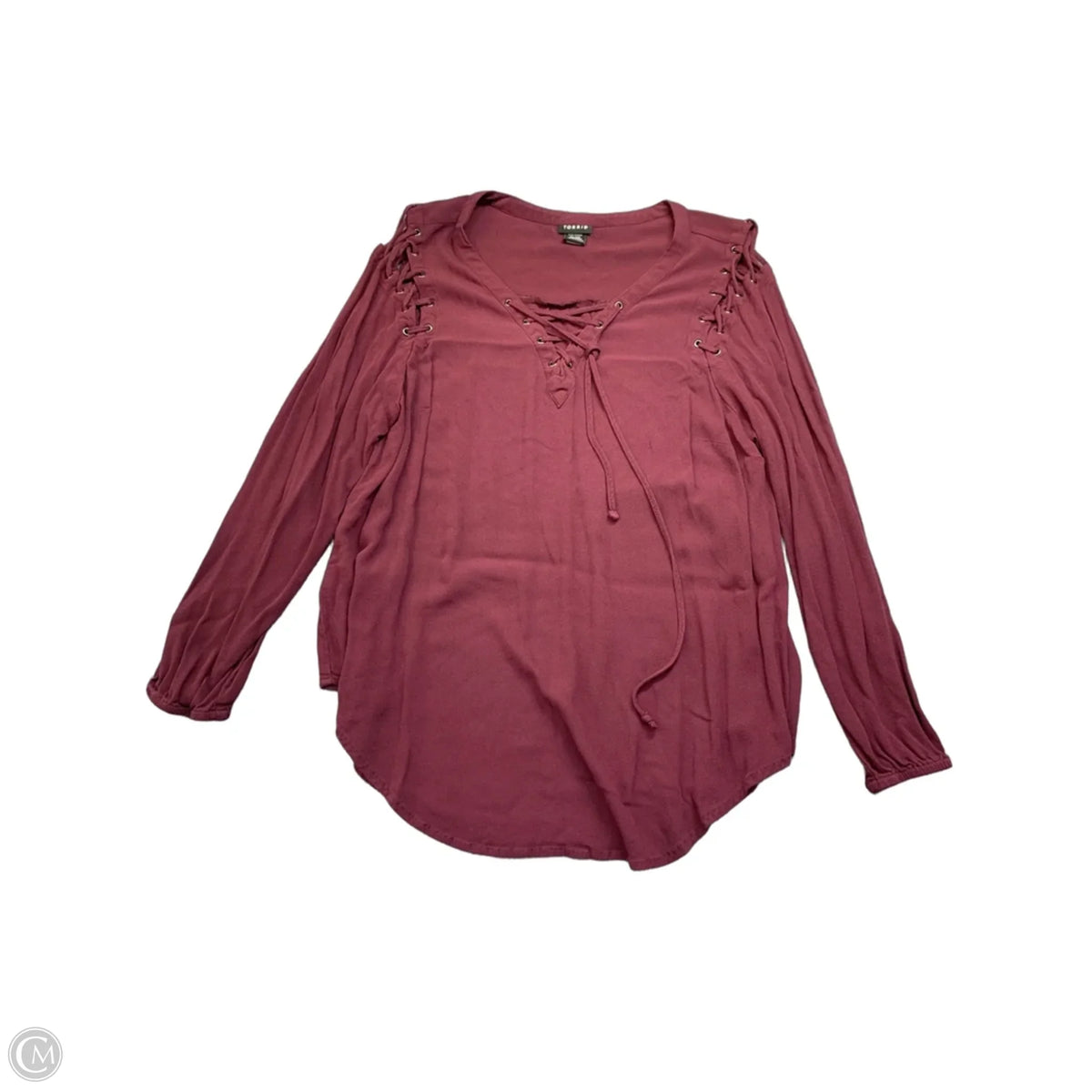 Blouse Long Sleeve By Torrid In Maroon, Size: 1x