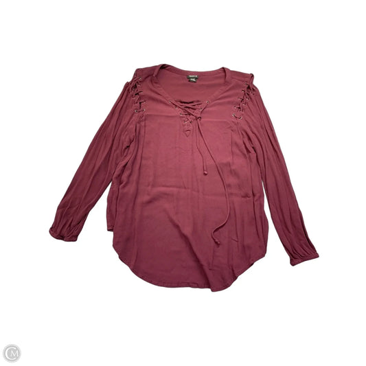 Blouse Long Sleeve By Torrid In Maroon, Size: 1x