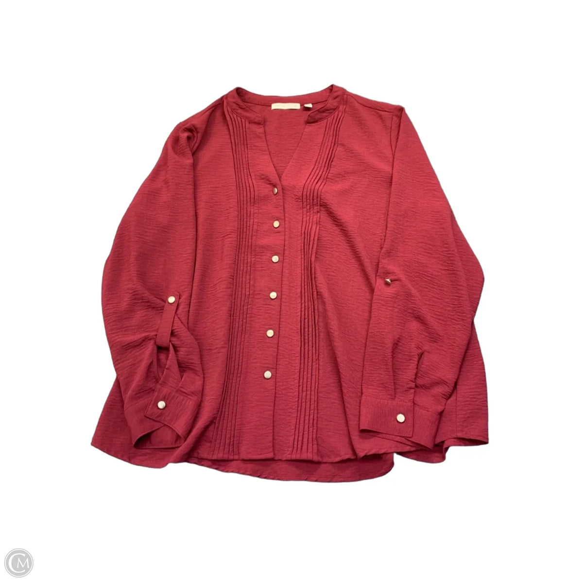 Blouse Long Sleeve By Notations In Maroon, Size: 1x