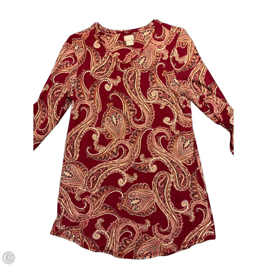 Blouse 3/4 Sleeve By Chicos In Maroon, Size: 4