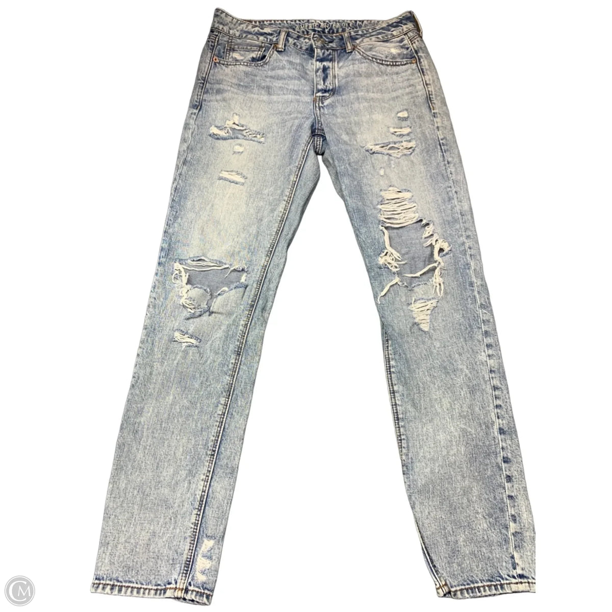 Jeans Straight By American Eagle In Blue Denim, Size: 8