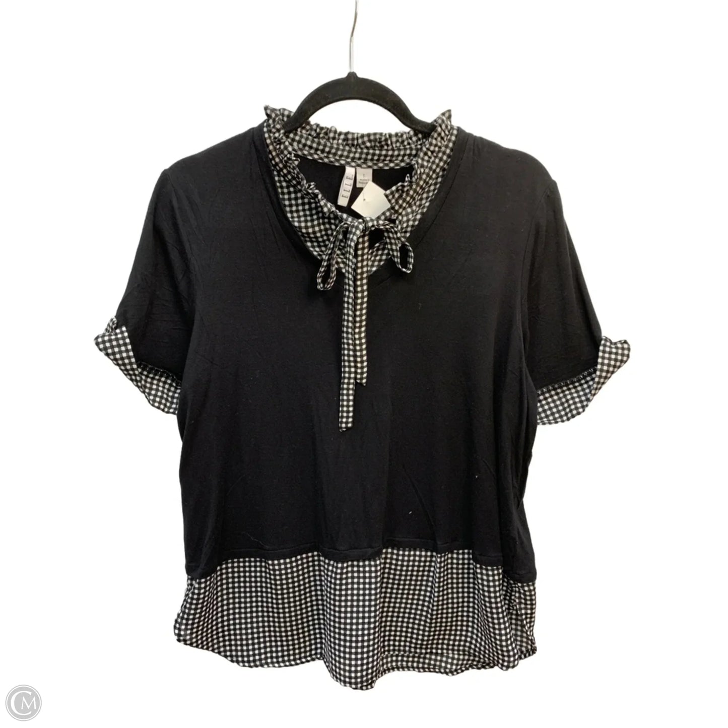 Top Short Sleeve By Elle In Black, Size: L