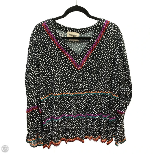 Top Long Sleeve By Savanna Jane In Black & White, Size: 1x