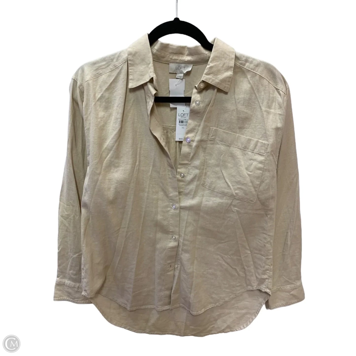 Top Long Sleeve By Loft In Tan, Size: Xs