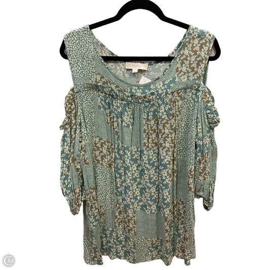 Top Long Sleeve By Suzanne Betro In Green, Size: 1x