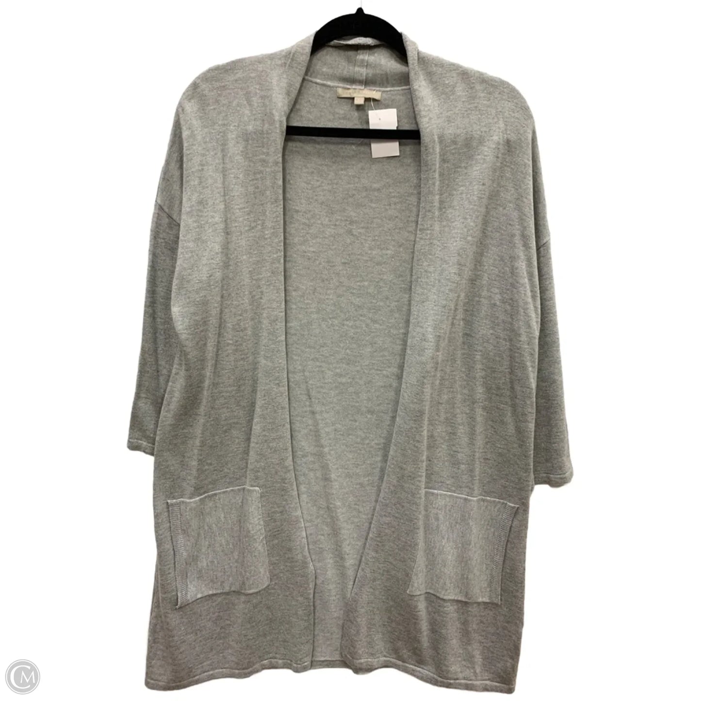 Sweater Cardigan By Joan Vass In Grey, Size: L