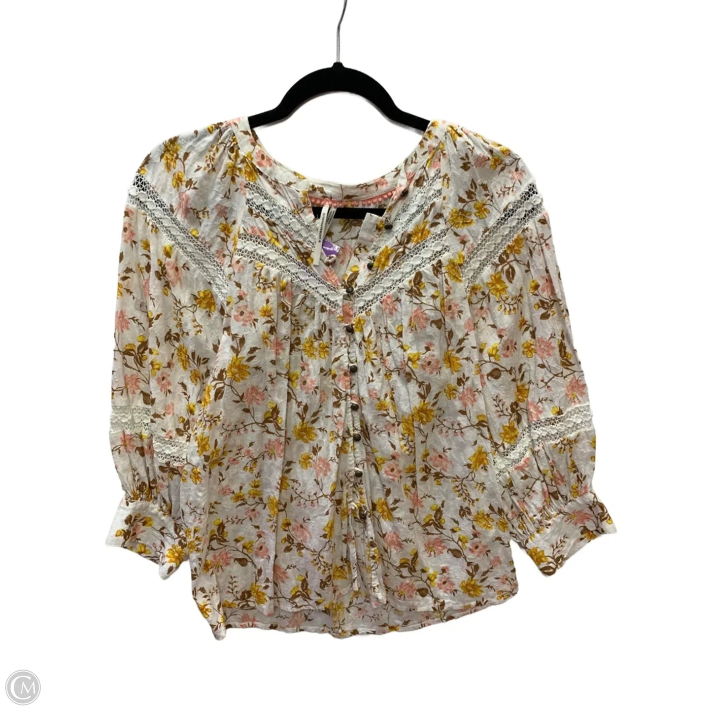 Top Long Sleeve By Anthropologie In Floral Print, Size: Xs