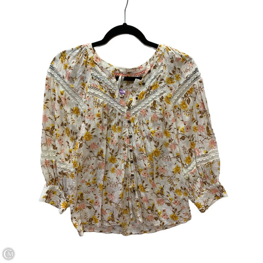 Top Long Sleeve By Anthropologie In Floral Print, Size: Xs