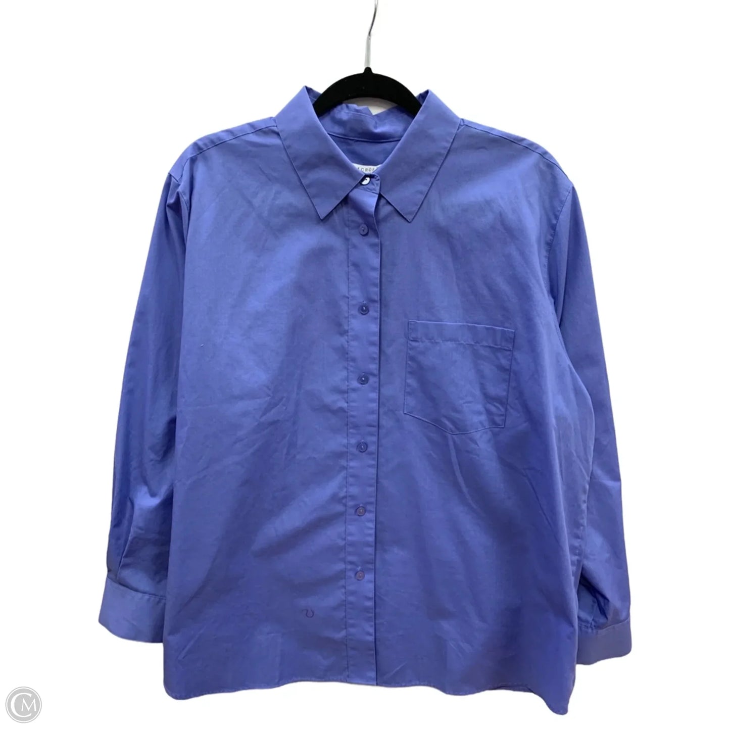 Top Long Sleeve By Foxcroft In Blue, Size: 16