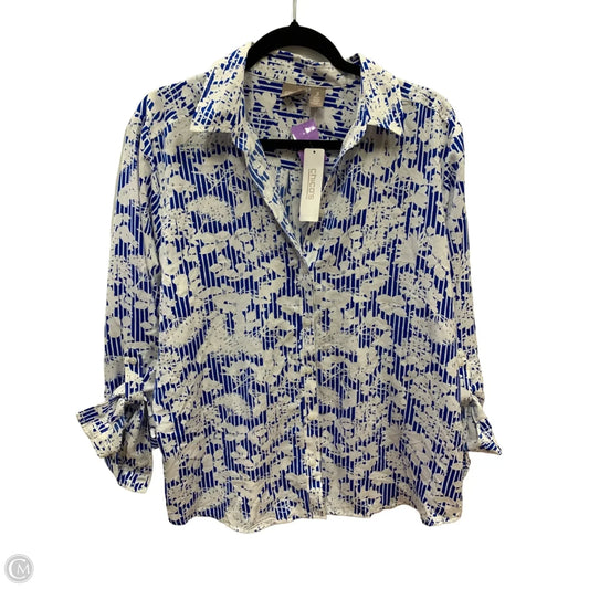 Top Long Sleeve By Chicos In Blue & White, Size: 16